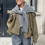 chaqueta de aviador con textura de ante
