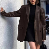 Chaqueta blazer de cuero PU negro