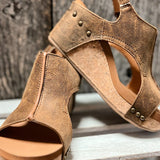 Sandalias de mujer – Punta abierta ergonómica – Suela de corcho – Diseño calado elegante