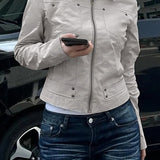 Chaqueta utilitaria sencilla con cremallera