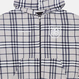 Sudadera con capucha y cremallera a cuadros con estampado Y2K