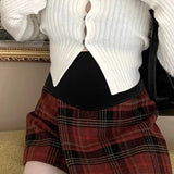 Falda trapecio a cuadros rojos