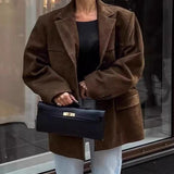 Chaqueta larga informal de ante
