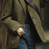 Blazer cruzado en mezcla de lana