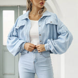 Chaqueta corta de pana con botones