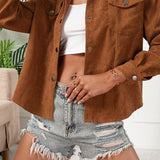 Chaqueta-camisa de pana de botonadura sencilla
