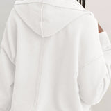 Sudadera con capucha lisa, elegante e informal con cuello en V