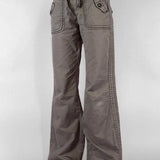 Vaqueros bootcut de tiro bajo con múltiples bolsillos