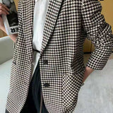 Blazer de lana con estampado de pata de gallo