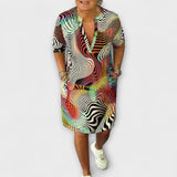 Liora - Vestido de colores con escote en V