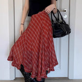 Falda asimétrica vintage con cuadros bicolor