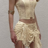 Conjunto elegante de top de tubo de color liso y minifalda de cintura baja