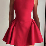 Mini vestido sexy, sin espalda, sin mangas, liso.