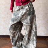 Vaqueros estilo hip hop de pierna ancha con lavado camuflaje.