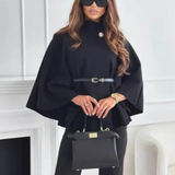Capa de lana elegante y chic con cinturón para atar en la cintura.