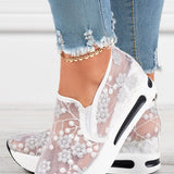 Zapatillas deportivas para mujer - Malla transpirable - Elegante bordado floral - Suela gruesa y cómoda