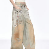Vaqueros holgados de pierna ancha con efecto tie-dye