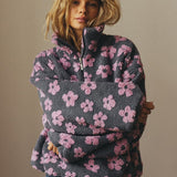 Sudadera polar floral cálida y esponjosa