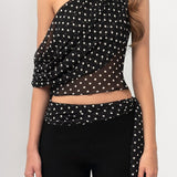 Conjunto de dos piezas con top de lunares sin mangas