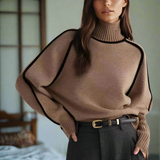 Suéter de cuello alto de lujo acogedor, elegante, suave y chic para mujer.