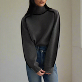 Suéter de cuello alto de lujo acogedor, elegante, suave y chic para mujer.