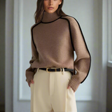 Suéter de cuello alto de lujo acogedor, elegante, suave y chic para mujer.