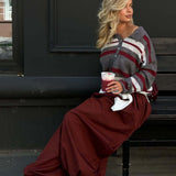 Blusa de punto a rayas estilo preppy con cuello polo