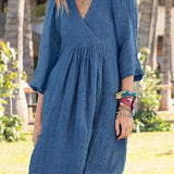 Julia - Vestido cruzado con escote en V para mujer - Mangas 3/4 - Conjunto casual de verano