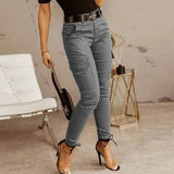 Pantalones cargo para mujer - Corte ajustado - Múltiples bolsillos - Cómodos y versátiles