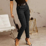 Pantalones cargo para mujer - Corte ajustado - Múltiples bolsillos - Cómodos y versátiles