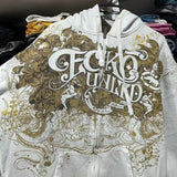 Sudadera con capucha oscura con estampado antiguo