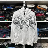 Sudadera con capucha oscura con estampado antiguo