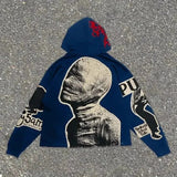 Sudadera con capucha extragrande con estampado de momia oscura