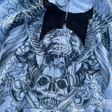 Sudadera con capucha y cremallera gris oscuro con estampado de calavera