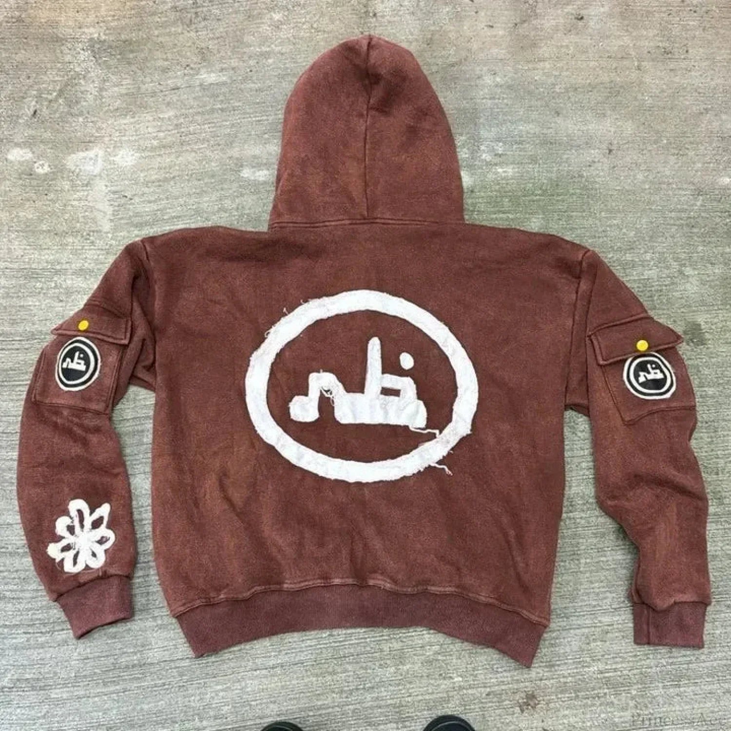 Sudadera con capucha y cremallera vintage oscura