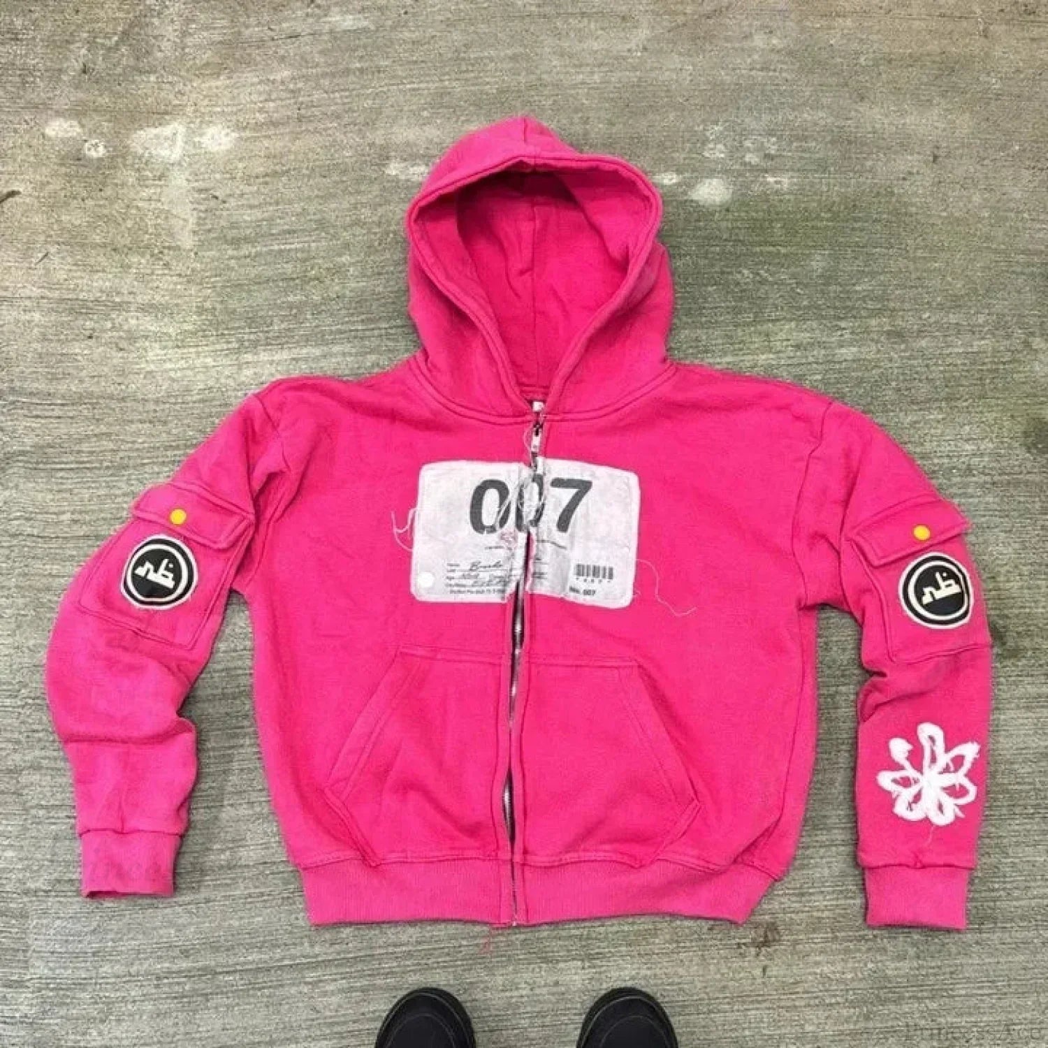 Sudadera con capucha y cremallera vintage oscura