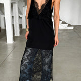 Elegante y sexy blusa midi de encaje con escote en V