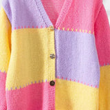 Chaleco de punto con bloques de color y cuello en V