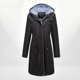 Gabardina de mujer – Impermeable largo – Capucha – Cintura ajustable – Bolsillos con solapa