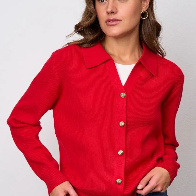 Chaleco liso con cuello en V y botones