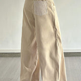 Pantalones cargo de pierna ancha con paneles de encaje