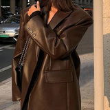Chaqueta blazer de cuero PU negro