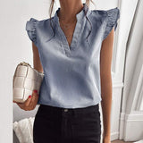 Jessica - Elegante blusa de algodón a rayas de diseñador