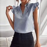 Jessica - Elegante blusa de algodón a rayas de diseñador