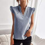 Jessica - Elegante blusa de algodón a rayas de diseñador