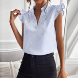 Jessica - Elegante blusa de algodón a rayas de diseñador