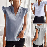 Jessica - Elegante blusa de algodón a rayas de diseñador