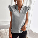 Jessica - Elegante blusa de algodón a rayas de diseñador