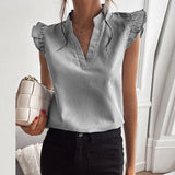 Jessica - Elegante blusa de algodón a rayas de diseñador