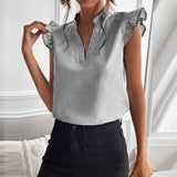 Jessica - Elegante blusa de algodón a rayas de diseñador